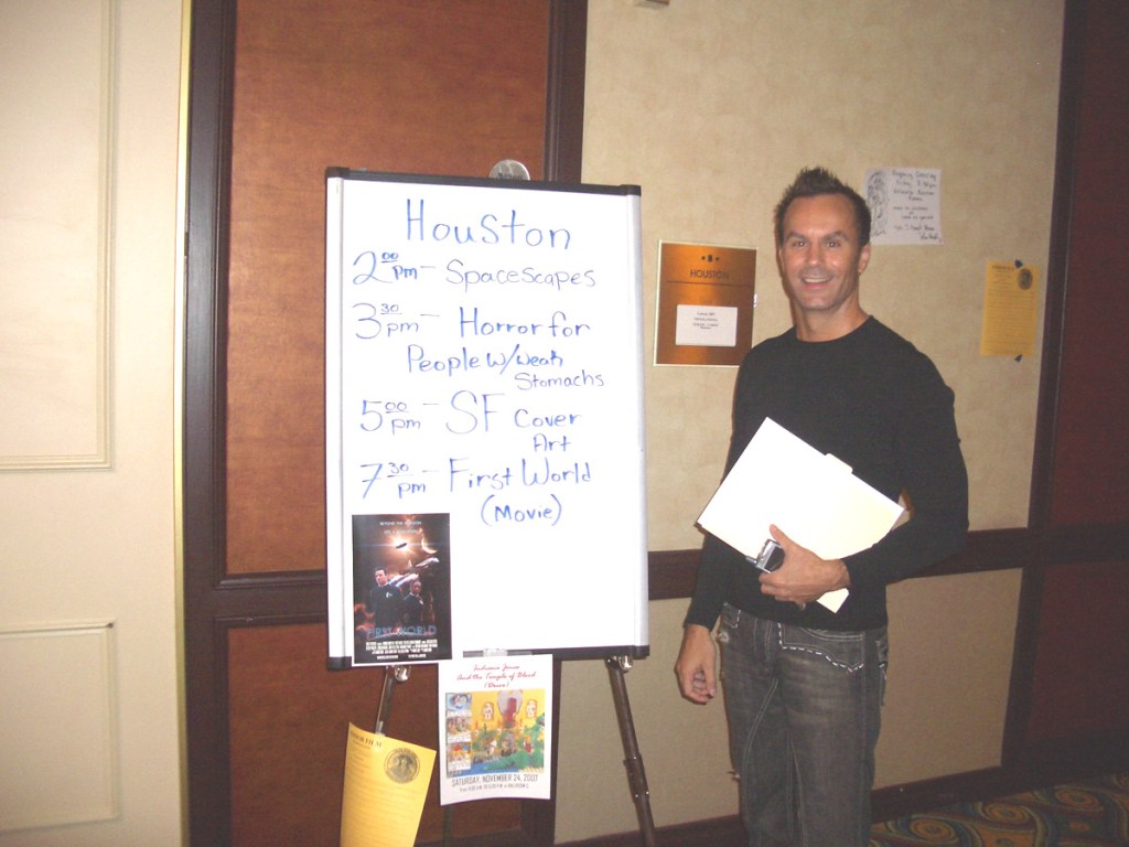 In 2007, at a screening of First World at Loscon in Los Angeles.