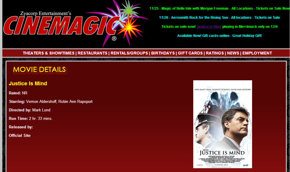 Justice Is Mind, New Hampshire Premiere, December 4, Merrimack, NH.