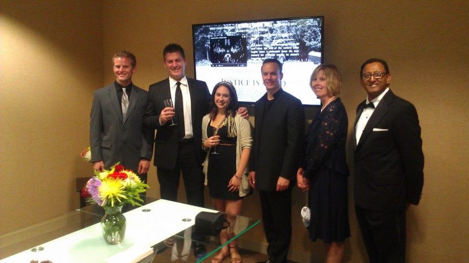 (l-r) Lee Simonds, Vernon Aldershoff, Jessica Killam, Mark Lund, Michele Mortesen and Arnold Peter at The Peter Law Group.