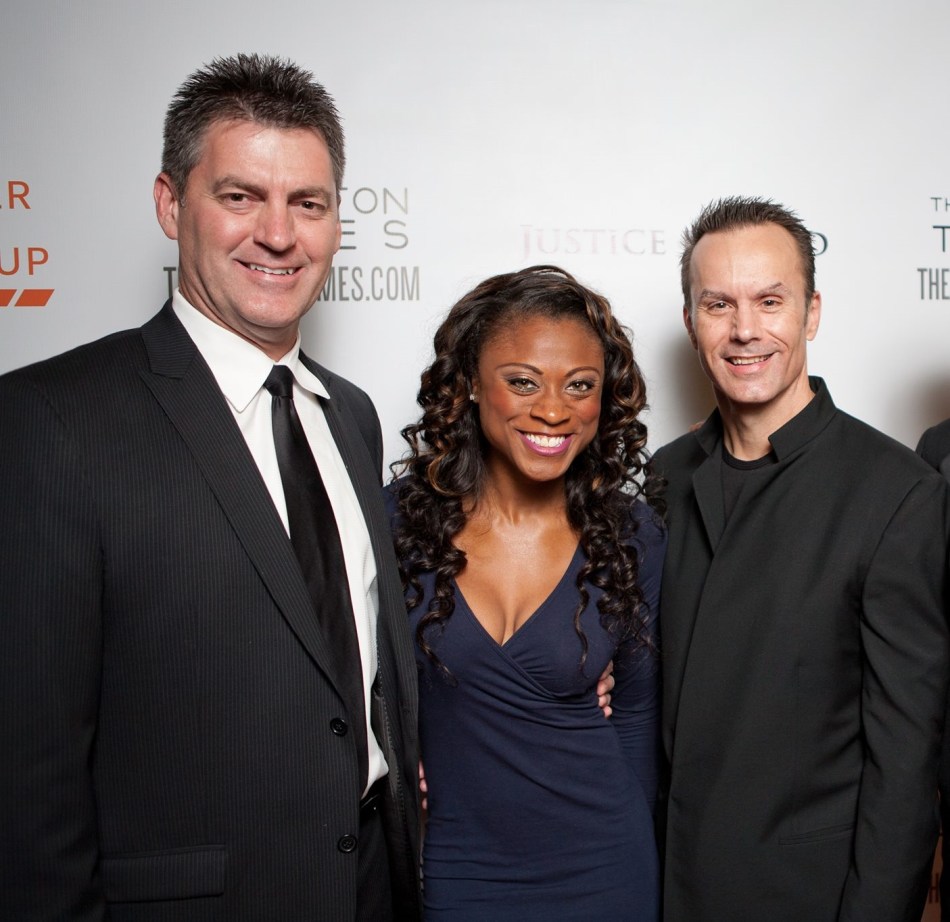 One of my favorite photos from our theatrical screenings. The two stars of my films. Vernon Aldershoff from Justice Is Mind. Angelina Spicer from First World.