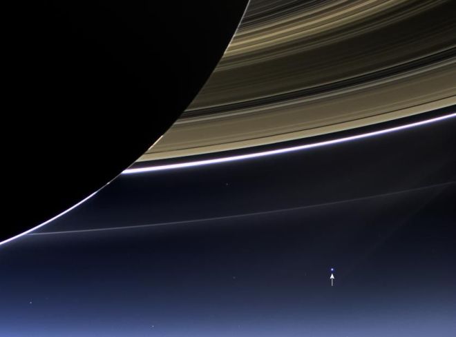 Earth. As seen from NASA's Cassini spacecraft through Saturn's rings on July 19, 2013